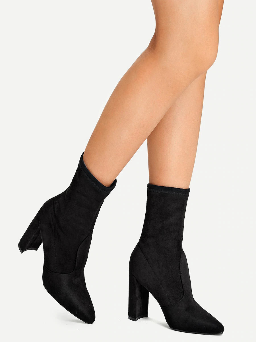 Pointed block sales heel sock boots