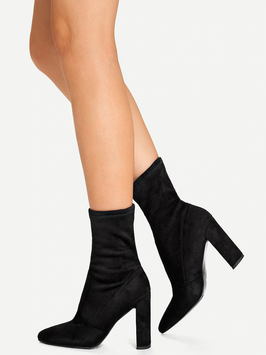 Block Heeled Sock Boot Mobilia Theme Milan