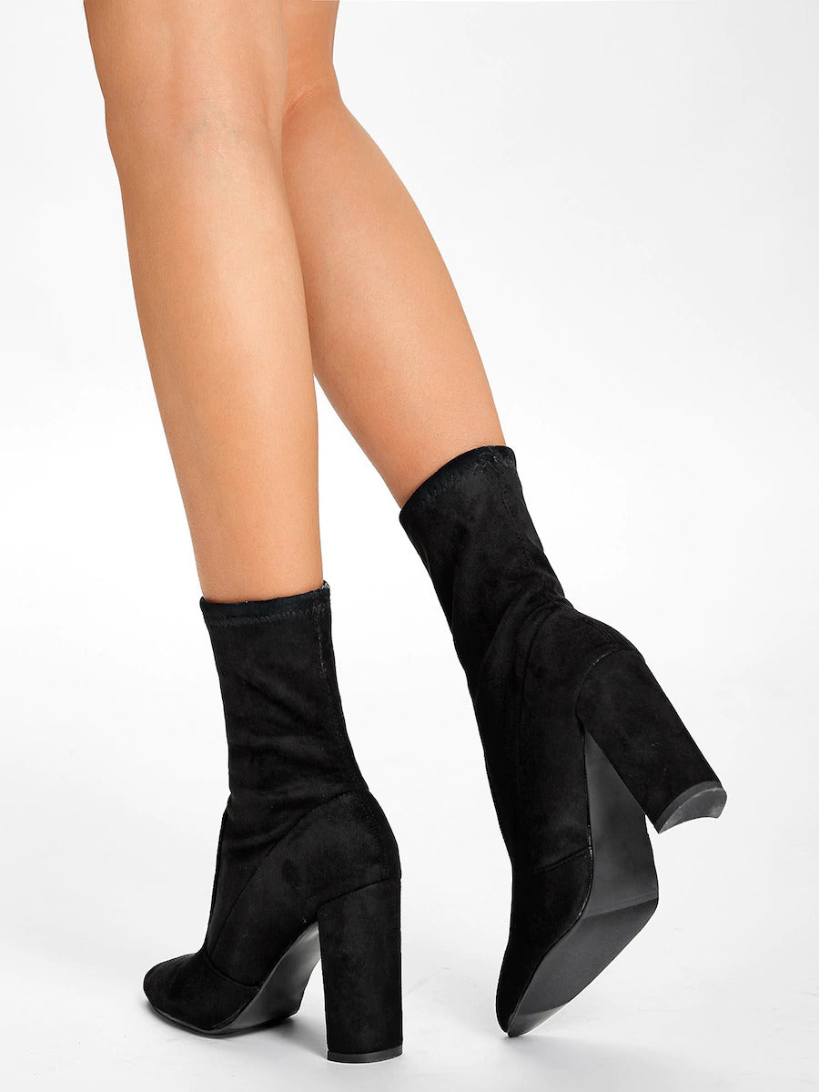 Block Heeled Sock Boot Mobilia Theme Milan