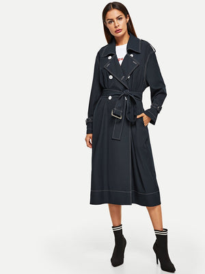 Contrast Stitch Trench Coat