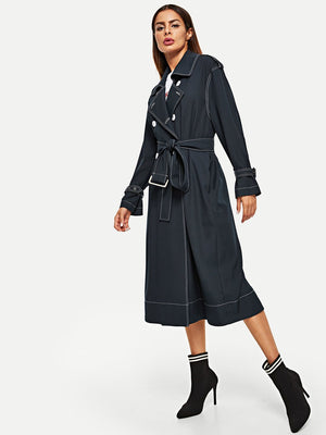 Contrast Stitch Trench Coat