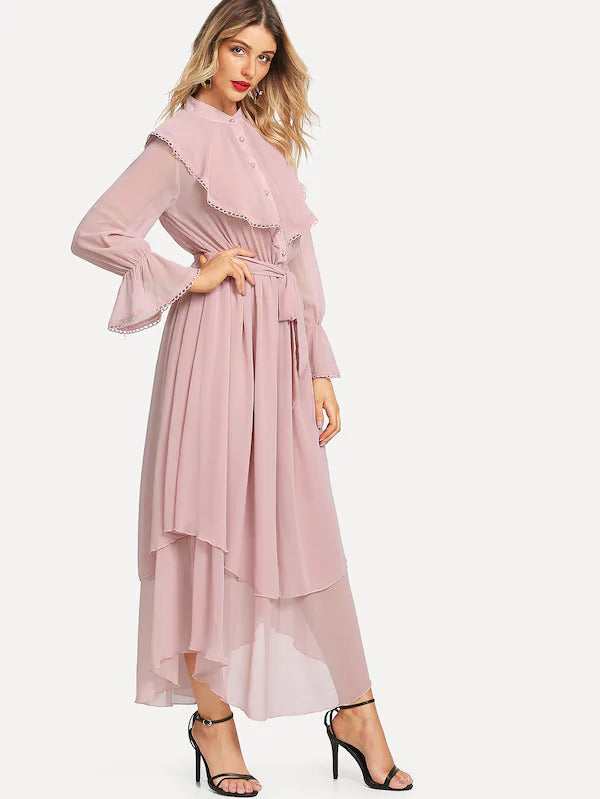 Ruffle Detail Flowy Dress - Mobilia Theme Milan