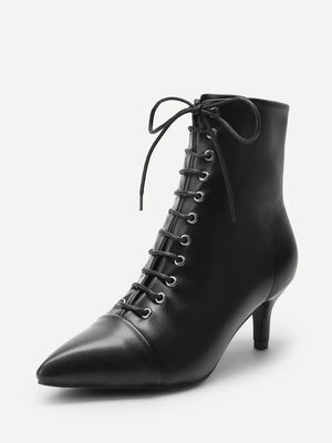 Solid Lace-Up Boots