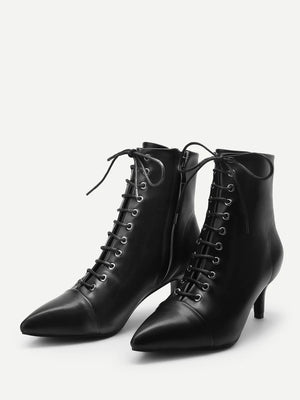 Solid Lace-Up Boots