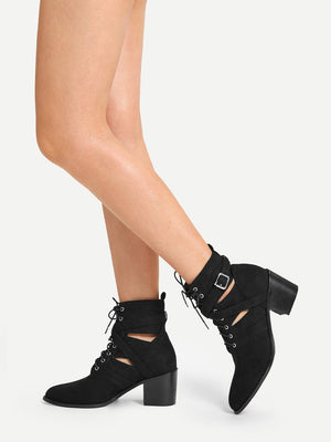 Lace-Up Suede Boots