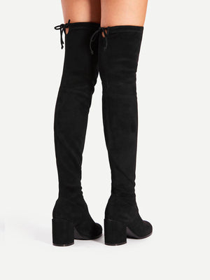 Over the Knee Block Heeled Boots