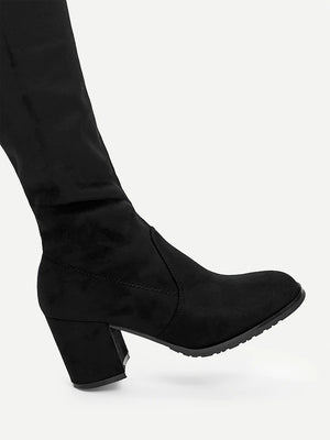 Over the Knee Block Heeled Boots