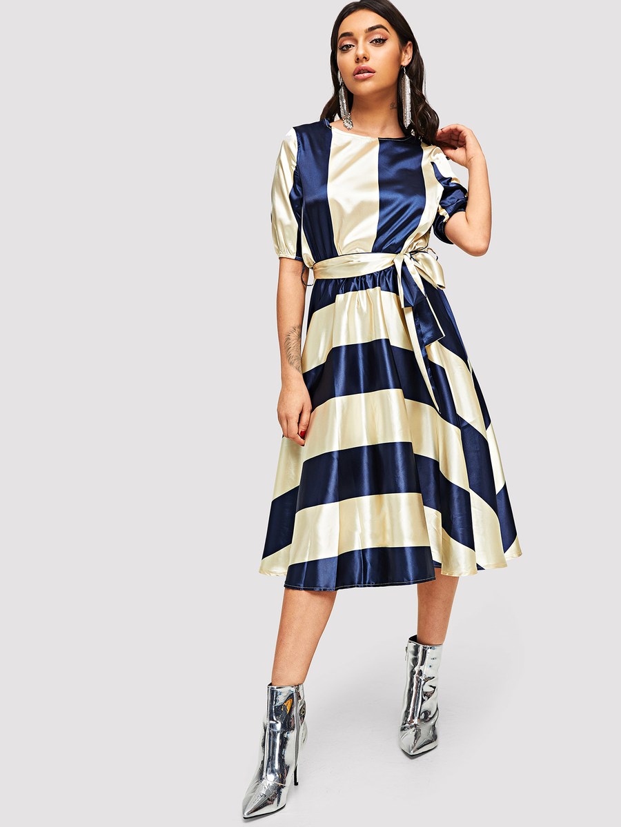 Two-Tone Striped Dress