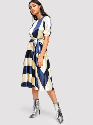 Two-Tone Striped Dress