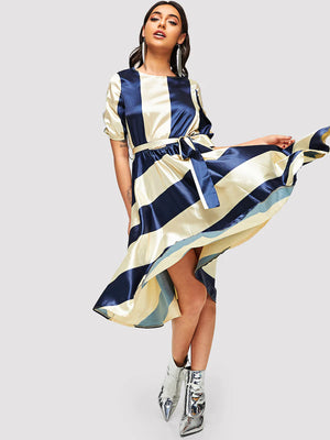 Two-Tone Striped Dress